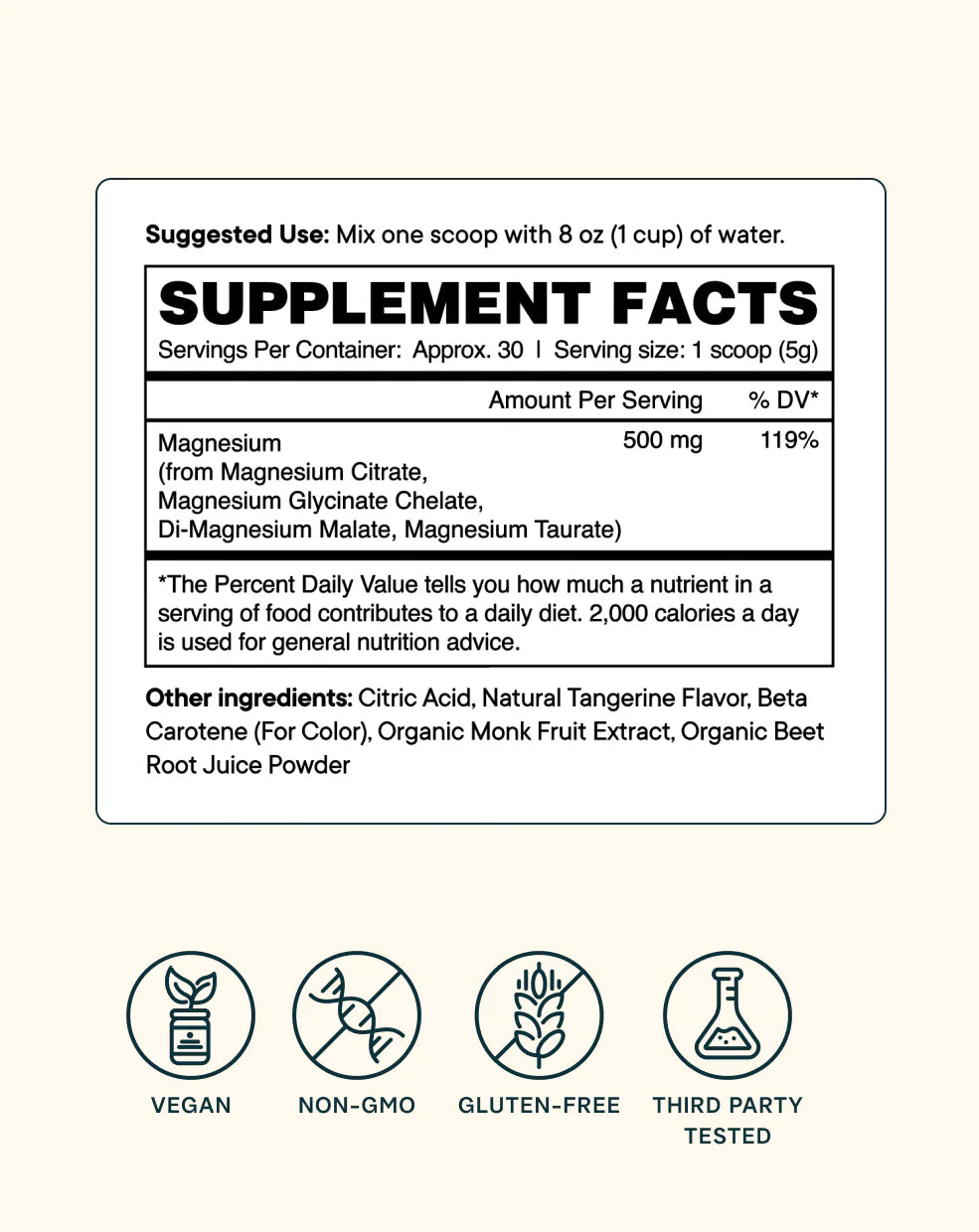 Magnificent: 4-in-1 Magnesium Powder Supplement - Tangerine Flavor